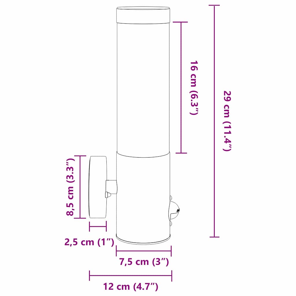 Zunanja stenska luč 2 pcs srebrna 12 x 8,5 x 29 cm - slika 13