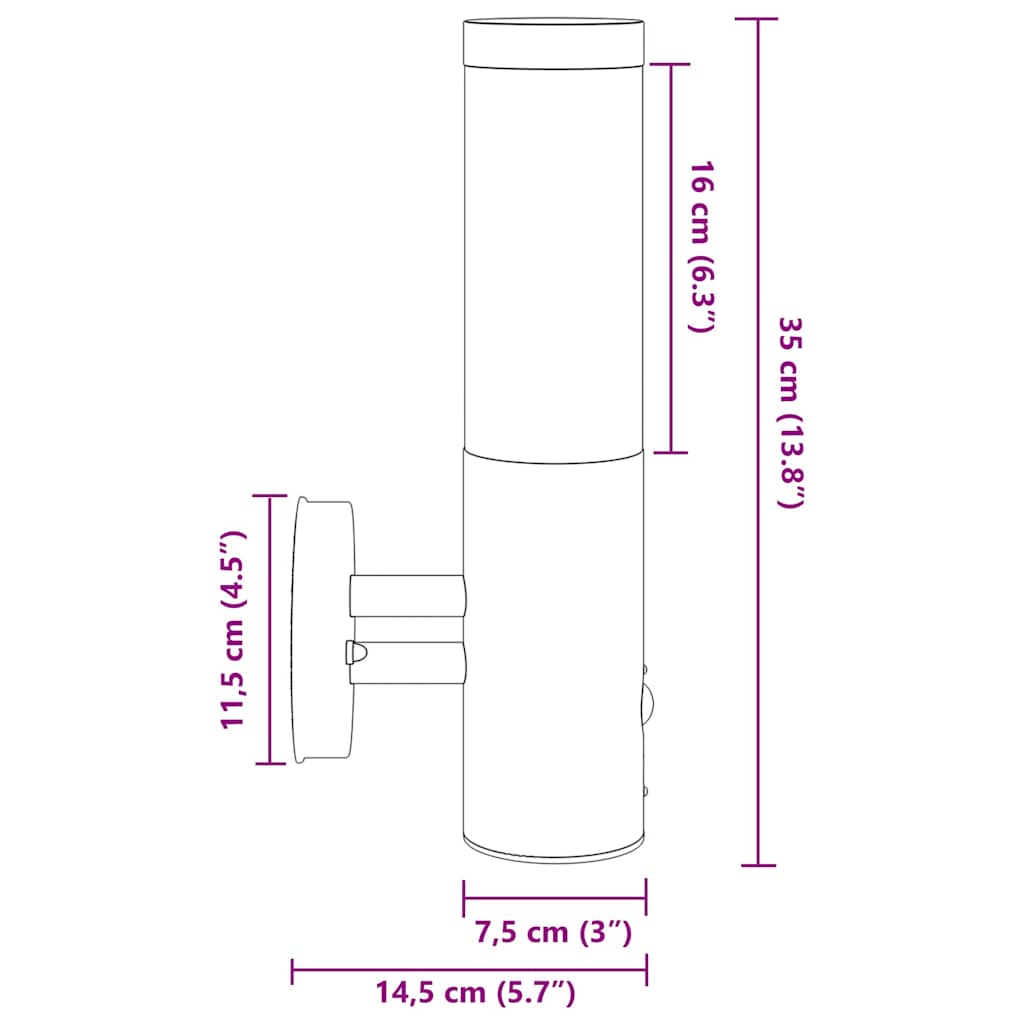 Zunanja stenska luč 2 pcs srebrna 15 x 7,5 x 33 cm - slika 13