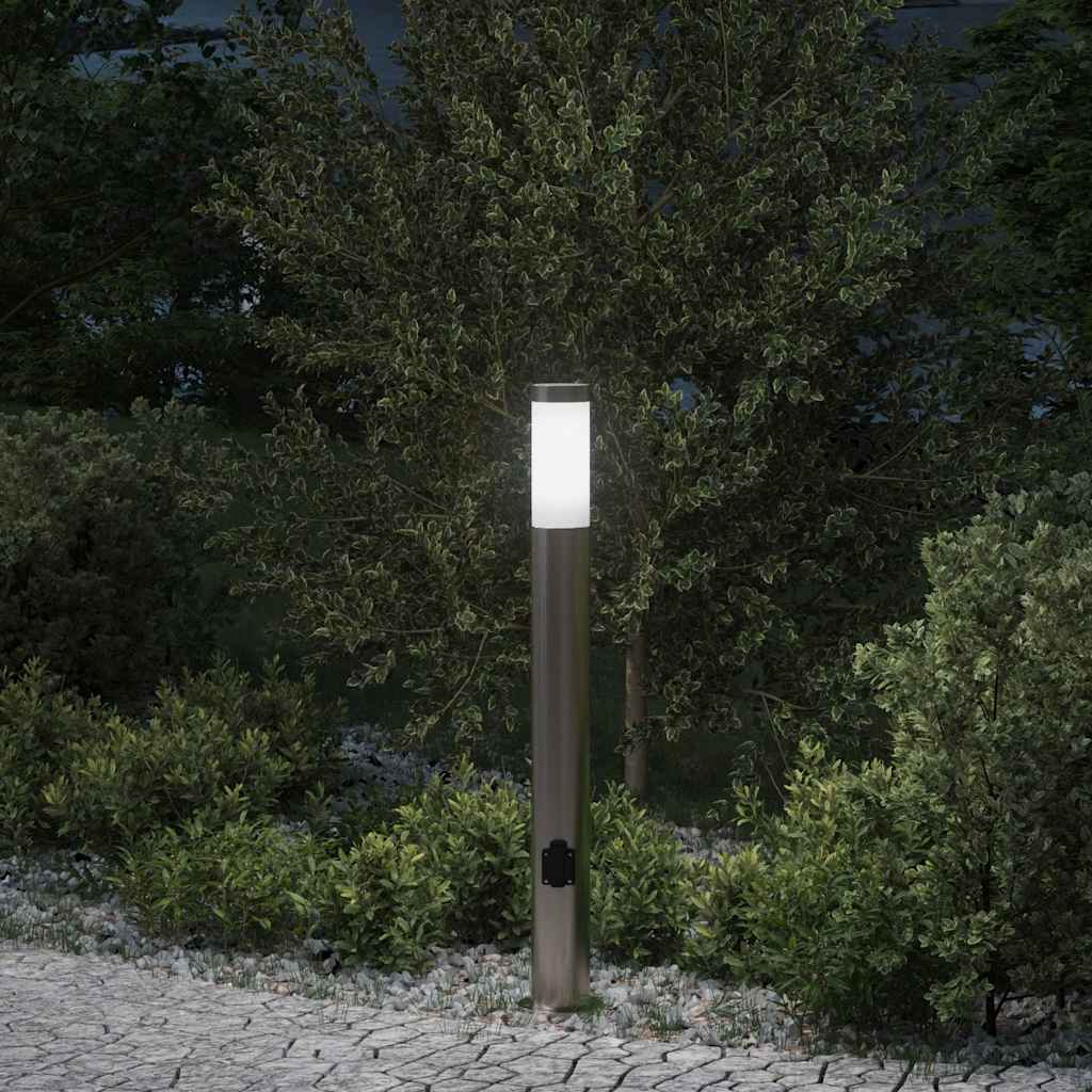 vidaXL Stâlp luminos cu priză 80 cm oțel inoxidabil IP44