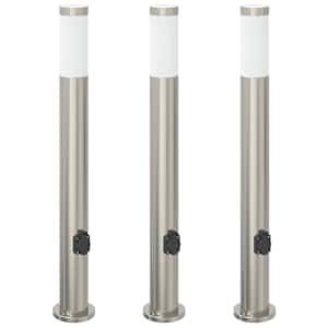 vidaXL pollarvalgustid pistikupesaga, 3 tk, 80 cm, roostevabast terasest, IP44