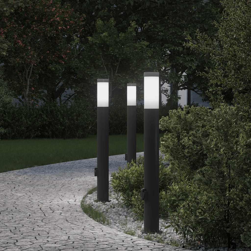 vidaXL Stâlpi iluminatori cu priză, 3 buc., 80 cm, oțel inoxidabil, IP44