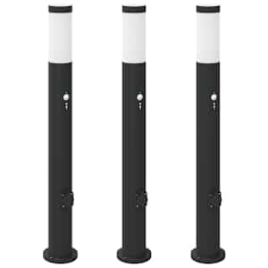 vidaXL anduri ja pistikupesaga postvalgustid, 3 tk, 80 cm, roostevaba teras, IP44