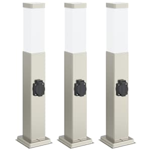 vidaXL pollarvalgustid pistikupesaga, 3 tk, 50 cm, roostevabast terasest, IP44