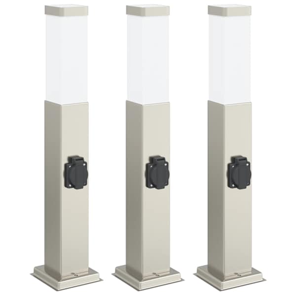 vidaXL pollarvalgustid pistikupesaga, 3 tk, 50 cm, roostevabast terasest, IP44