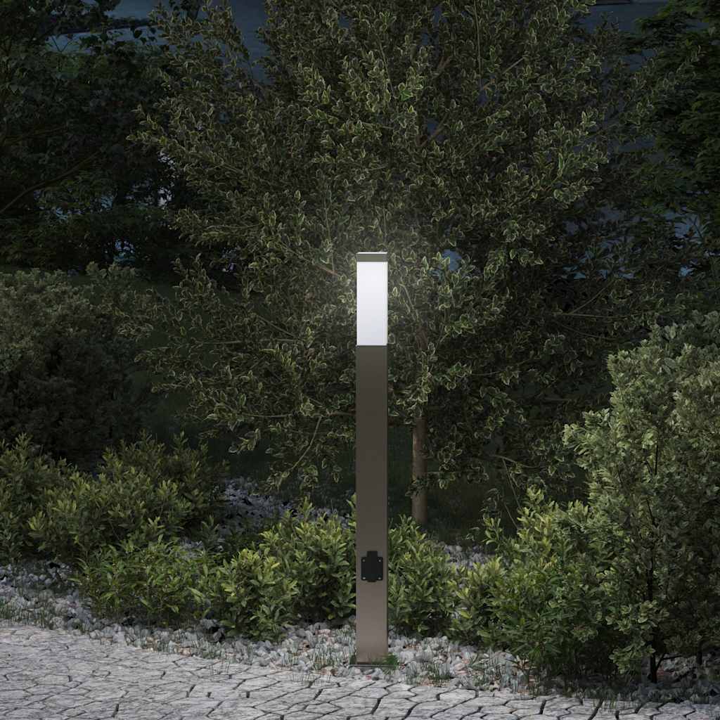 vidaXL Stâlp luminos cu priză 80 cm oțel inoxidabil IP44