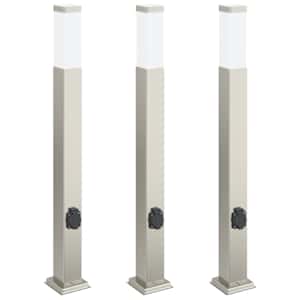 vidaXL 3 tk pollarvalgustid pistikupesaga, 80 cm, roostevaba teras, IP44
