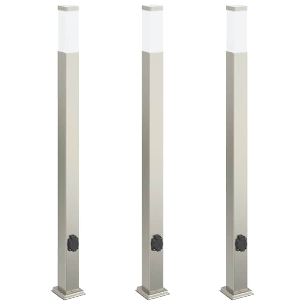 vidaXL pollarvalgustid pistikupesaga, 3 tk, 110 cm, roostevaba teras, IP44
