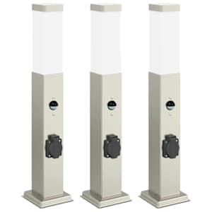 vidaXL anduri ja pistikupesaga postvalgustid 3 tk 50 cm roostevaba teras IP44