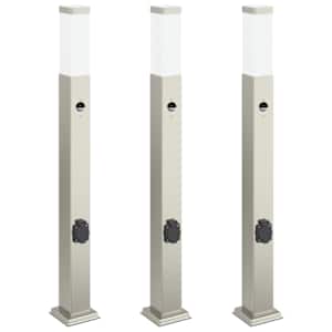 vidaXL anduri ja pistikupesaga postvalgustid, 3 tk, 80 cm, roostevaba teras, IP44