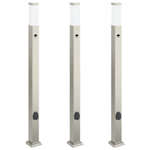 vidaXL anduri ja pistikupesaga postvalgustid, 3 tk, 110 cm, roostevaba teras, IP44