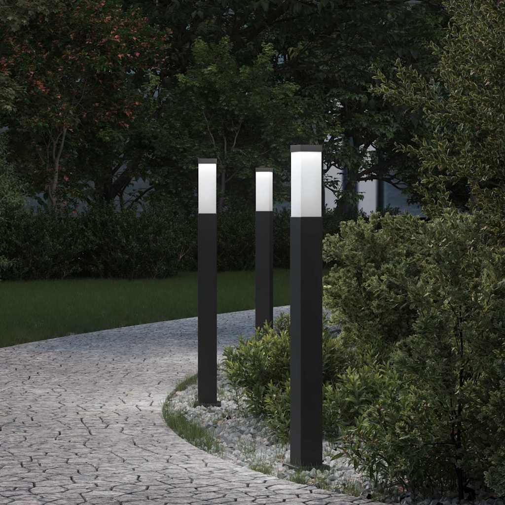 vidaXL Stâlpi iluminatori 3 buc 80 cm Negru IP44