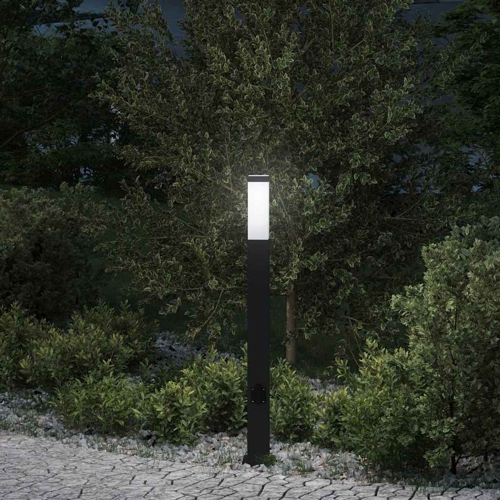 vidaXL Stâlp luminos cu priză 80 cm negru IP44