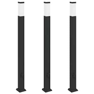 vidaXL 3-osaline pollarvalgusti pistikupesaga, 110 cm, must, IP44