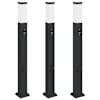 vidaXL anduri ja pistikupesaga postvalgustid, 3 tk, 80 cm, mustad, IP44