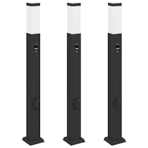 vidaXL anduri ja pistikupesaga postvalgustid, 3 tk, 80 cm, mustad, IP44