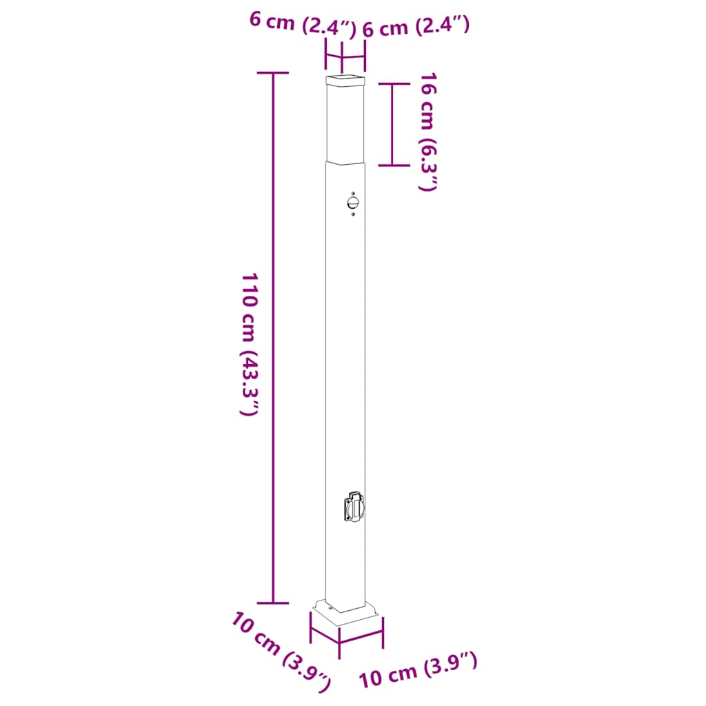 Bolderarmatuur met sensor en stopcontact 110 cm zwart IP44 image 13