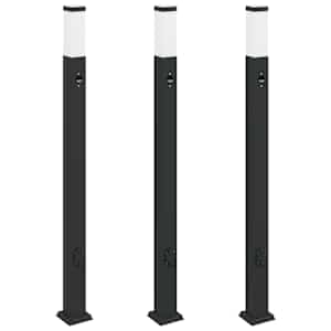 vidaXL anduri ja pistikupesaga postvalgustid, 3 tk, 110 cm, mustad, IP44