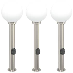 vidaXL 3 tk pollarvalgustid pistikupesaga, 80 cm, roostevaba teras, IP44
