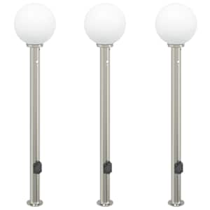 vidaXL anduri ja pistikupesaga postvalgustid, 3 tk, 120 cm, roostevaba teras, IP44