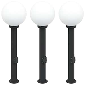 vidaXL 3 tk pollarvalgustid pistikupesaga, 80 cm, mustad, IP44