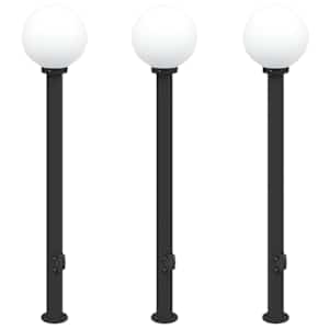 vidaXL 3-osaline pollarvalgusti pistikupesaga, 120 cm, must, IP44