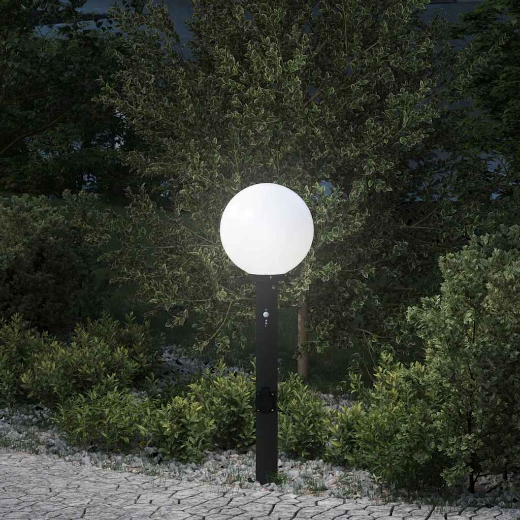 vidaXL Stâlp luminos cu senzor și priză 80 cm negru IP44