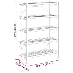 Regál s 5 policemi 100 x 40 x 150 cm bambus - obrázek 8