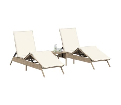 vidaXL Tumbonas con cojines 2 unidades ratán sintético beige
