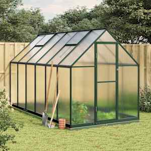 Rastlinjak z okvirjem zelen 334x169x202 cm aluminij