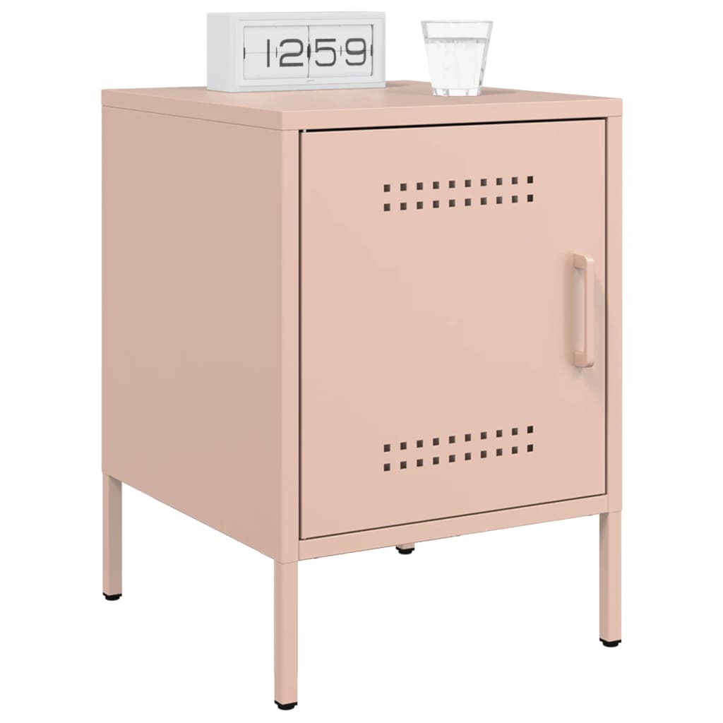 vidaXL Nachtkastjes 2 st 36x39x50,5 cm staal roze afbeelding