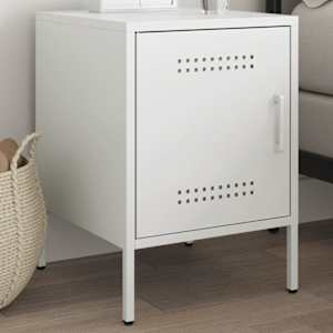 Nočna omarica bela 36x39x50,5 cm jeklo