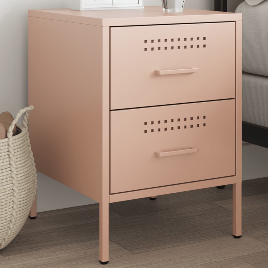 vidaXL Mesa de cabeceira 36x39x50,5 cm aço rosa