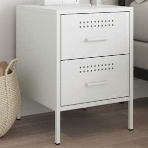 Nočna omarica bela 36x39x50,5 cm jeklo