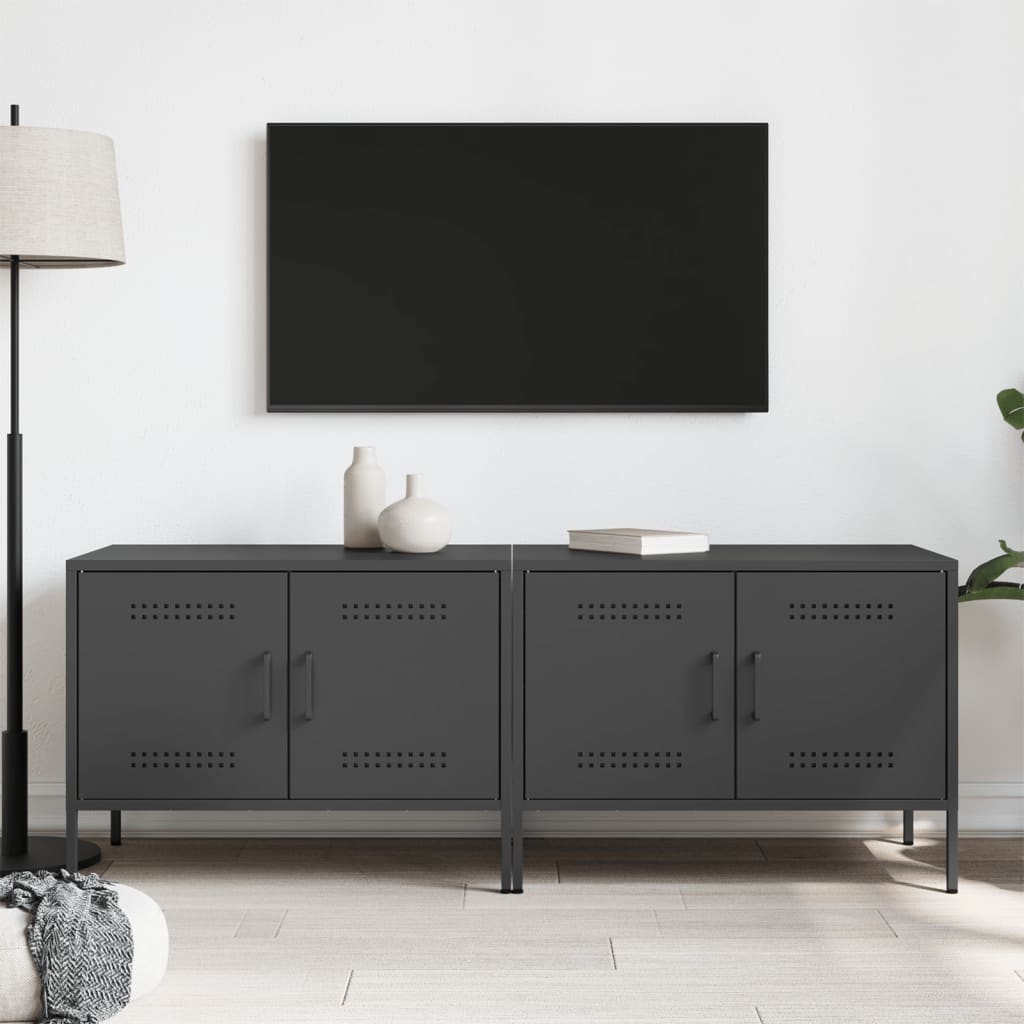 vidaXL Tv-meubelen 2 st 68x39x50,5 cm staal zwart afbeelding