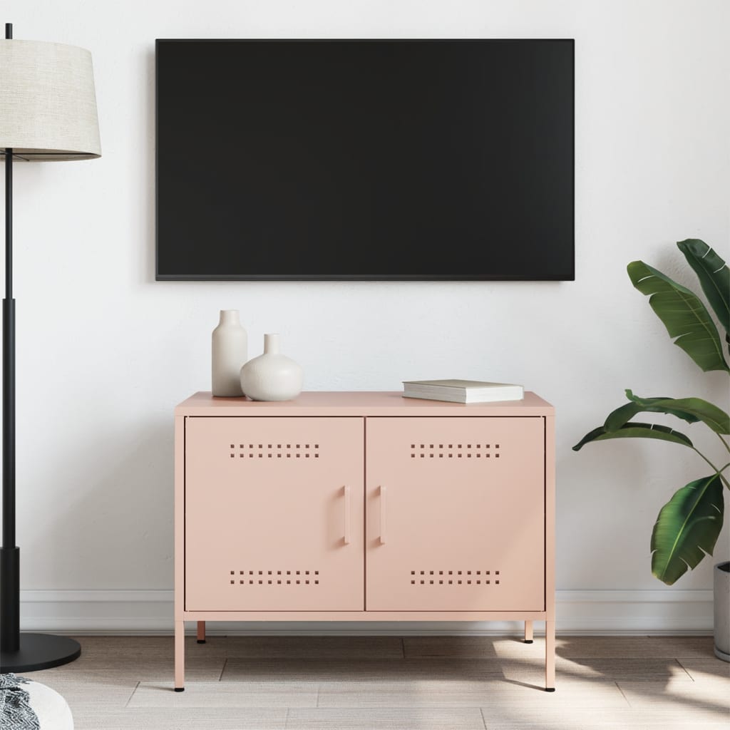 vidaXL Tv-meubel 68x39x50,5 cm staal roze afbeelding