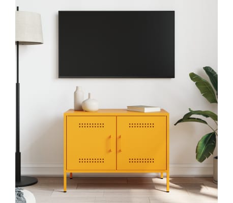 vidaXL Tv-meubel 68x39x50,5 cm staal mosterdgeel