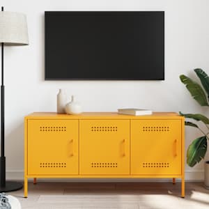 TV skříňka hořčicově žlutá 100,5 x 39 x 50,5 cm ocel - obrázek 3
