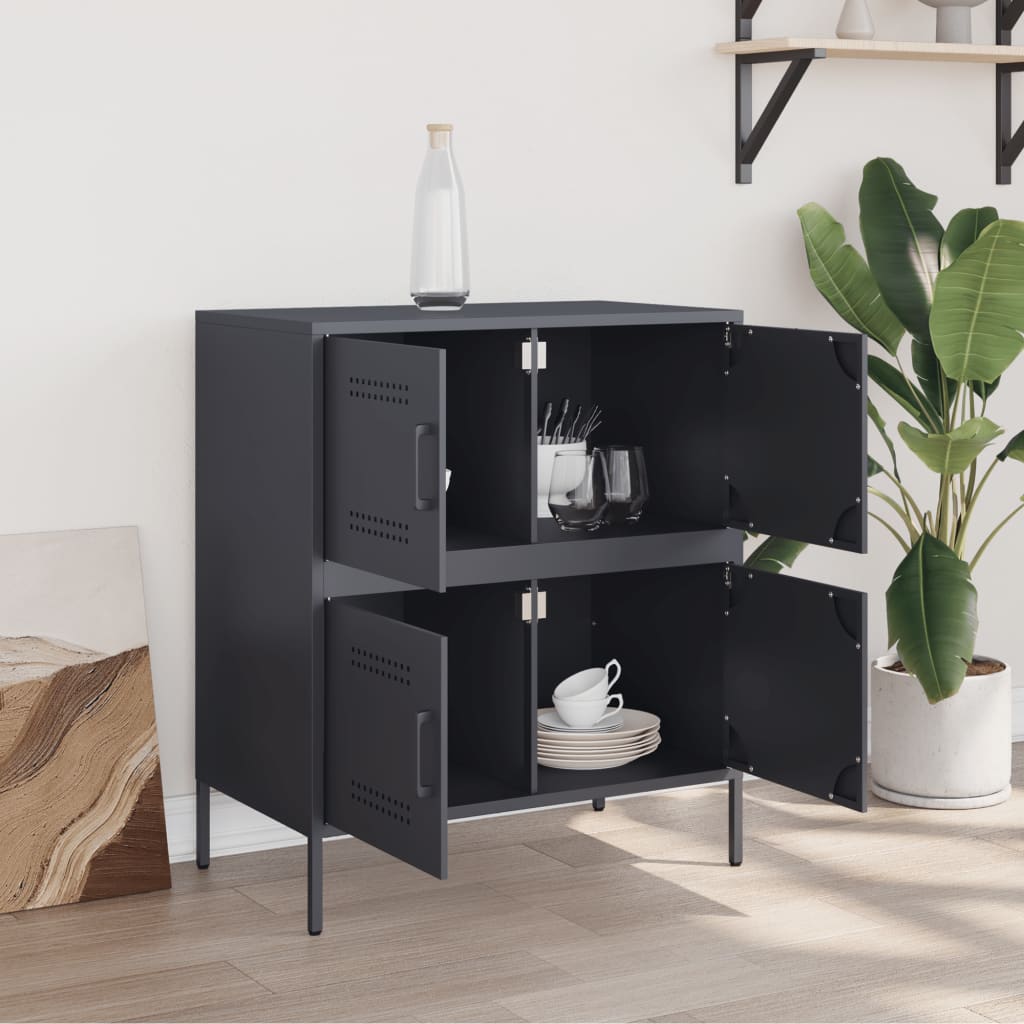 vidaXL Dressoir 68x39x79 cm staal antracietkleurig afbeelding