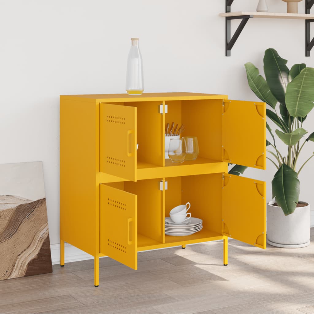 Thumbnail - vidaXL Sideboard Senfgelb 68x39x79 cm Stahl