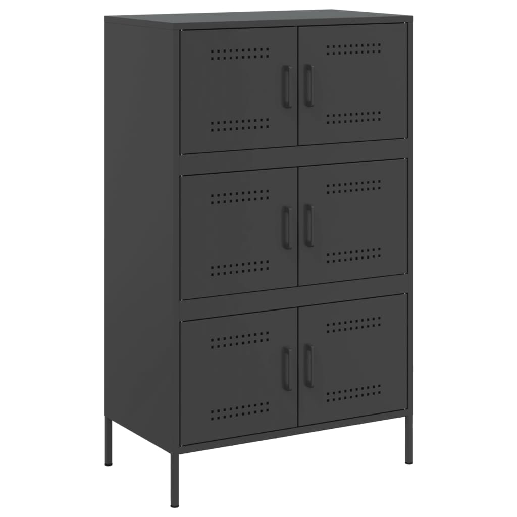 vidaXL SkĹ™Ă­Ĺ� highboard ÄŤernĂˇ 68 x 39 x 113 cm ocel