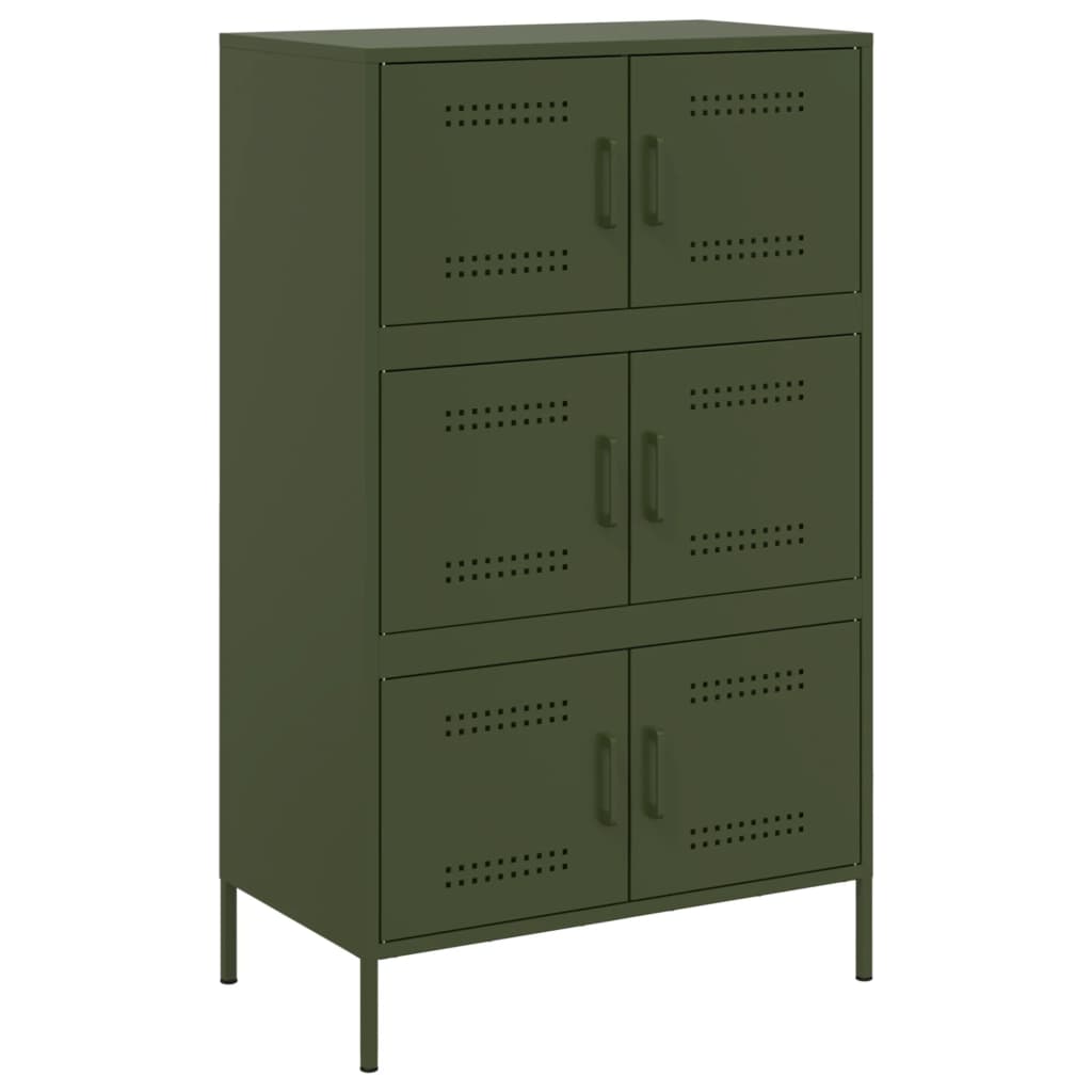 vidaXL Skříň highboard olivově zelená 68 x 39 x 113 cm ocel