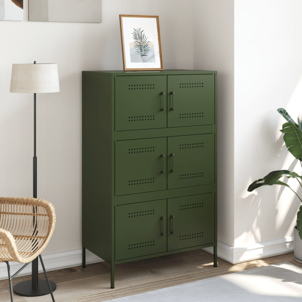 Thumbnail - vidaXL Highboard Olivgrün 68x39x113 cm Stahl