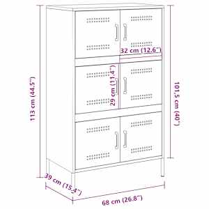 Skříň highboard bílá 68 x 39 x 113 cm ocel - obrázek 13