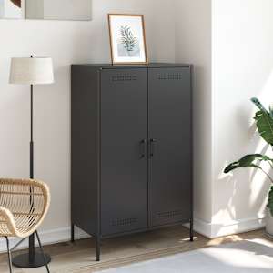 Skříň highboard černá 68 x 39 x 113 cm ocel - obrázek 3
