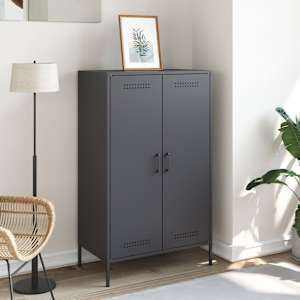 Skříň highboard antracitová 68 x 39 x 113 cm ocel - obrázek 3