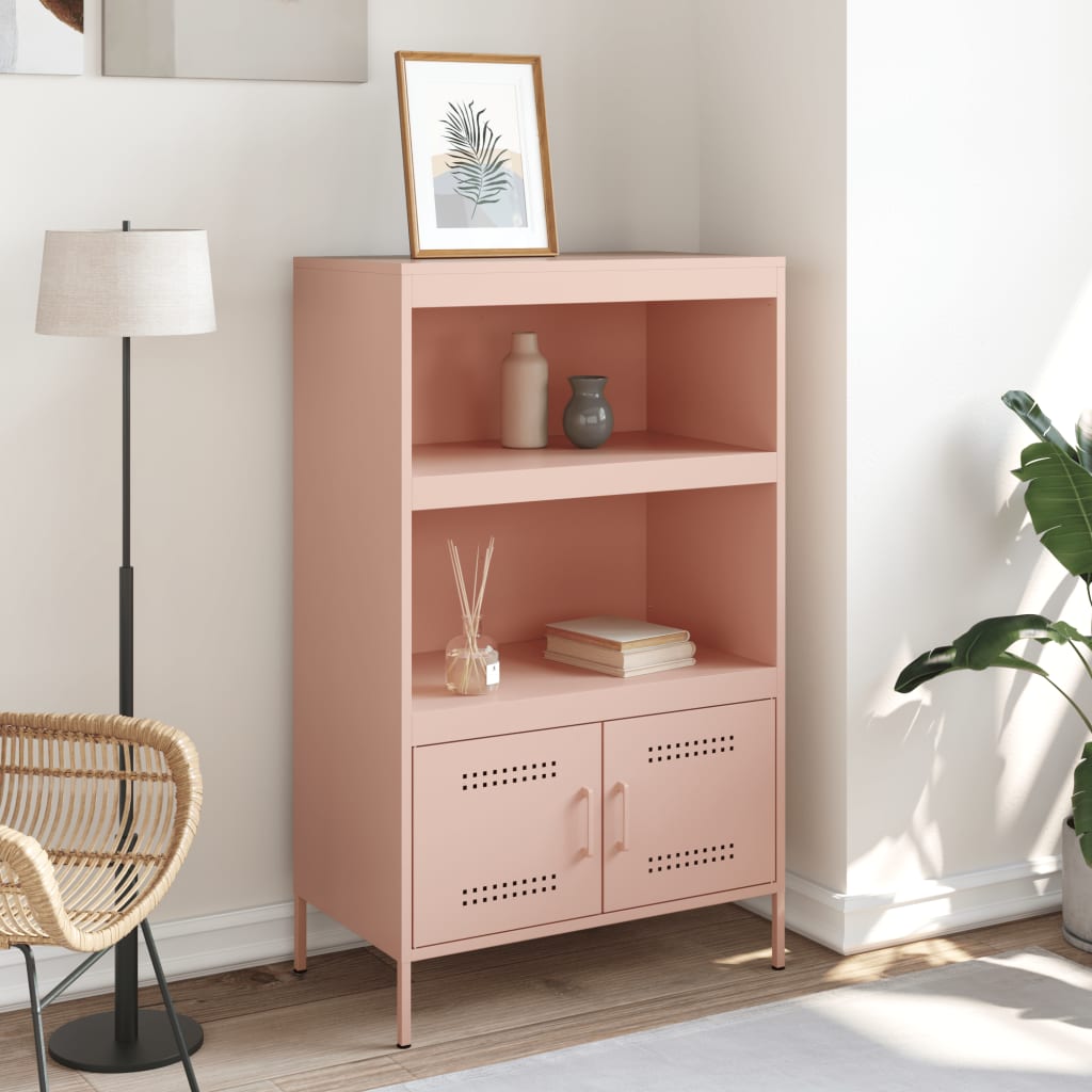 vidaXL Hoge kast 68x39x113 cm staal roze afbeelding