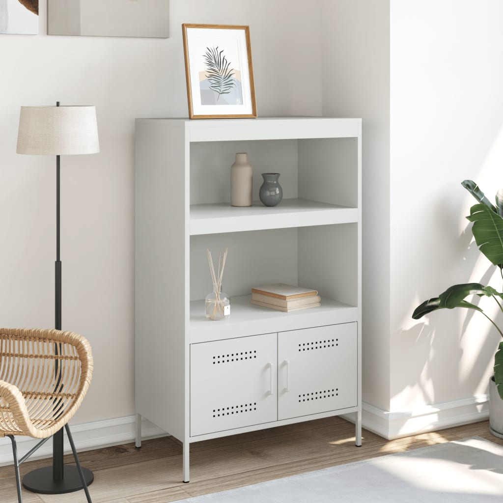vidaXL Hoge kast 68x39x113 cm staal wit afbeelding