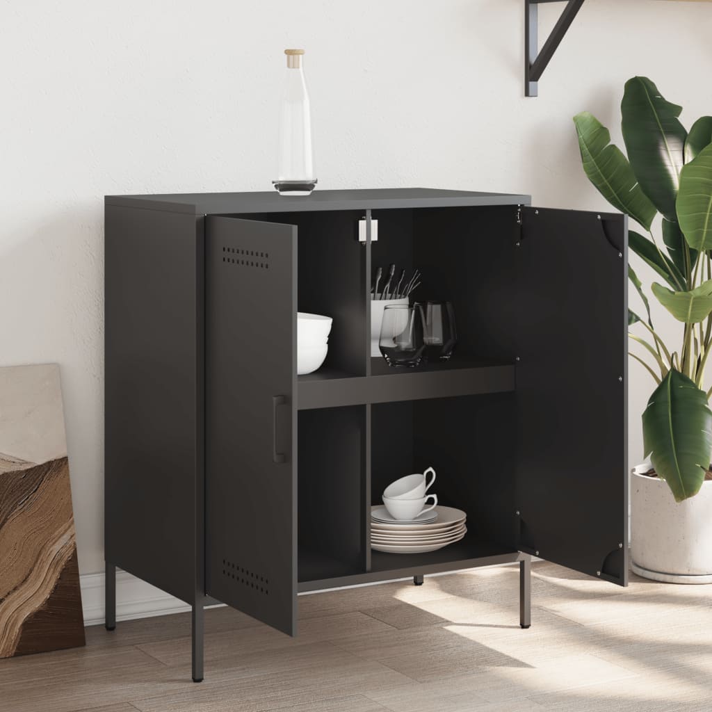 vidaXL Dressoir 68x39x79 cm staal zwart afbeelding