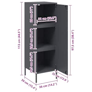 Skříň highboard antracitová 36 x 39 x 113 cm ocel - obrázek 14