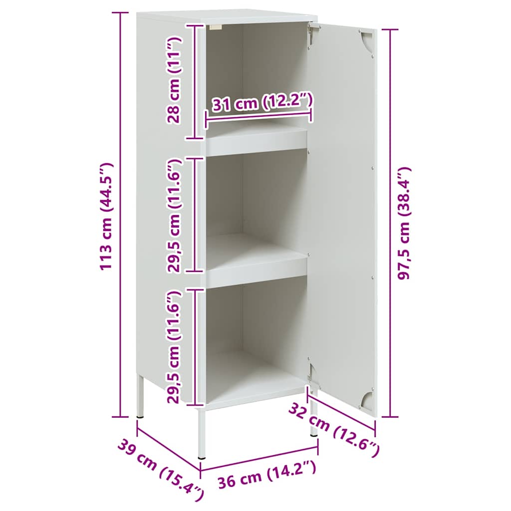 Skříň highboard bílá 36 x 39 x 113 cm ocel - obrázek 14